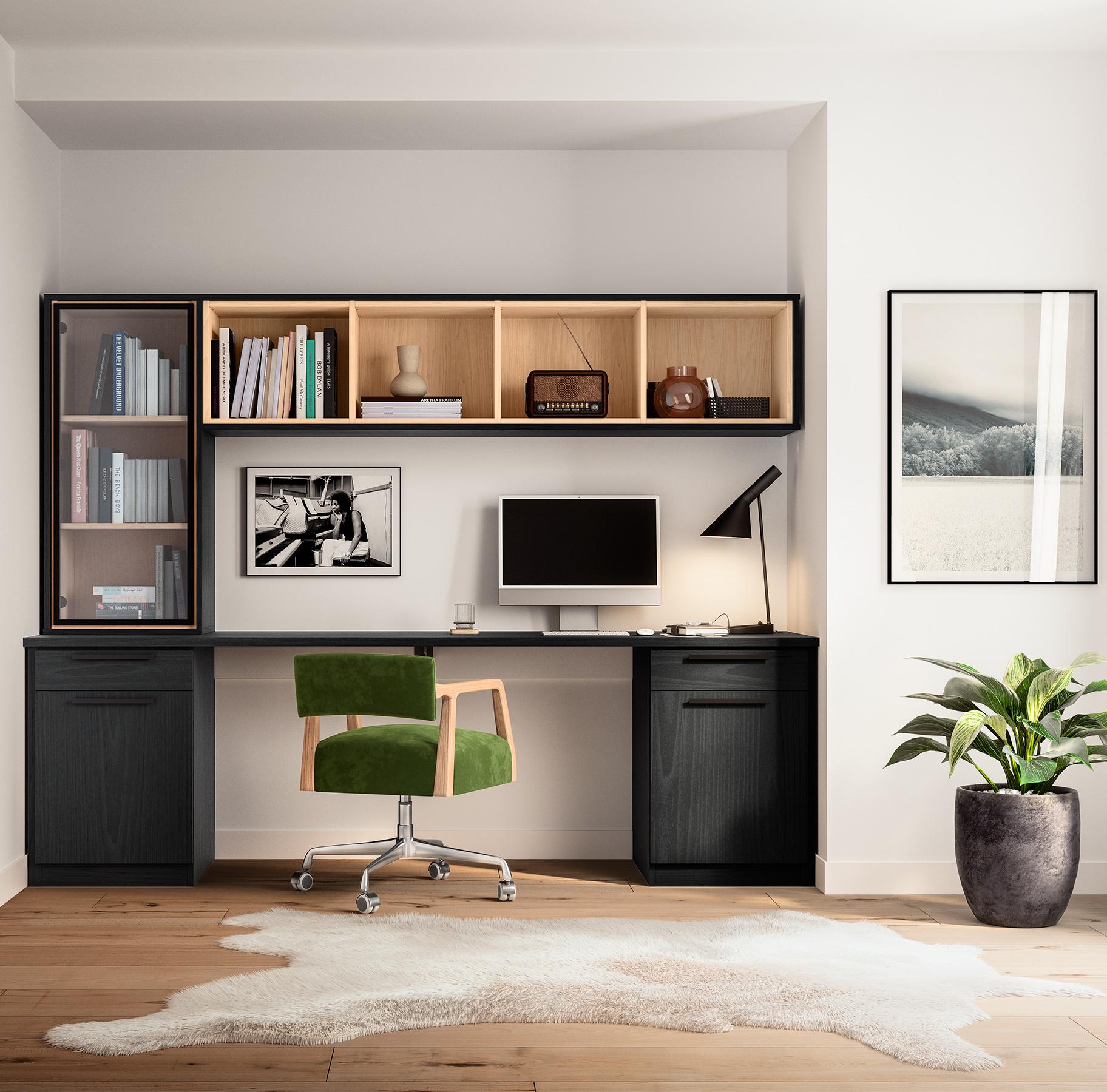 Solución de espacio de oficina en casa personalizada con gabinetes fabricados por California Closets