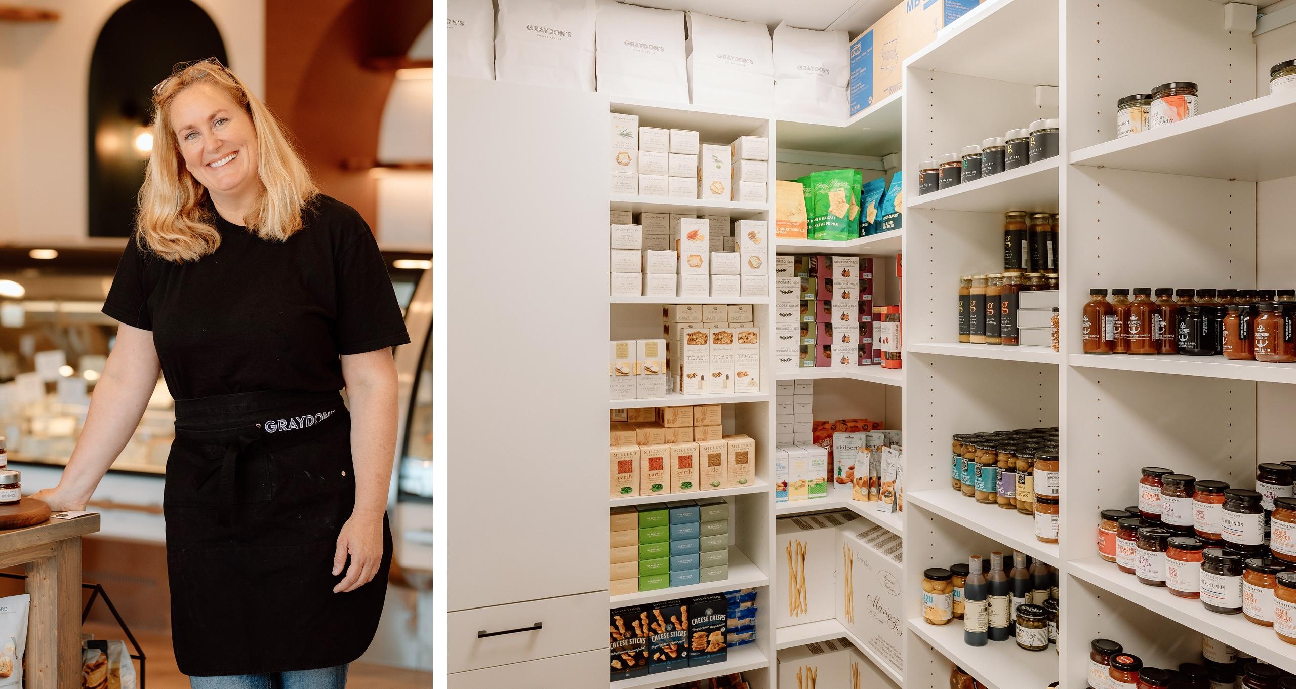 California Closets estudio de caso de pequena empresa que destaca estanterias personalizadas para tienda gourmet minorista y soluciones de almacenamiento en trastienda.
