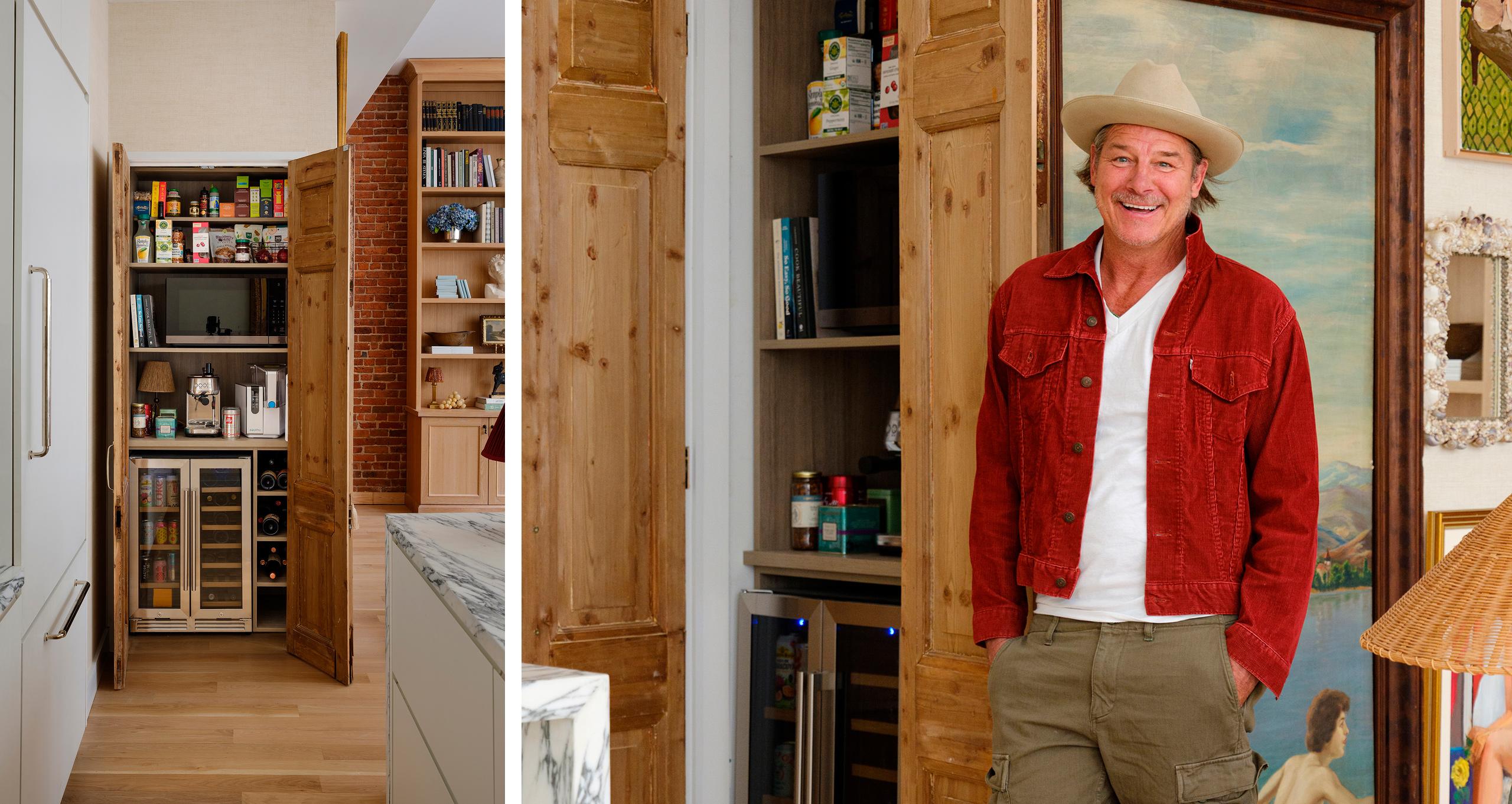 Centro de bebidas personalizado para el hogar y organizador de despensa de cocina por California Closets dentro del proyecto de renovación del hogar del famoso Ty Pennington.