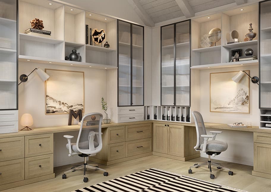 Diseño personalizado de bar doméstico con cubículos para vinos y espacio para mostradores de California Closets