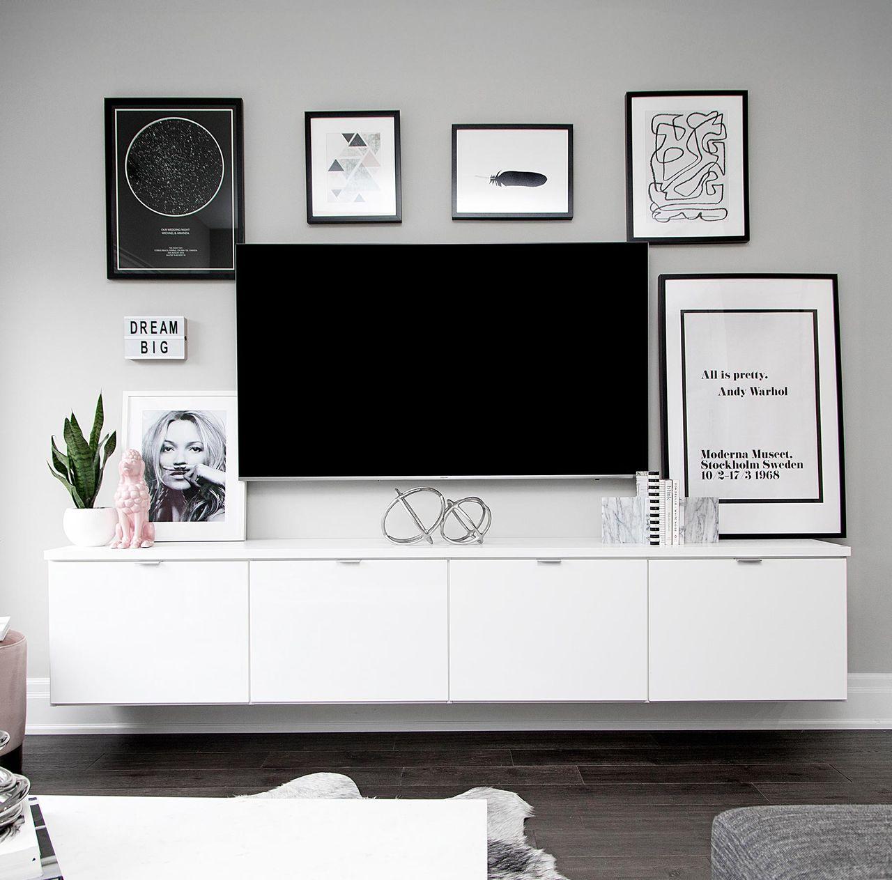 Floating media storage cabinets modern look from California Closets